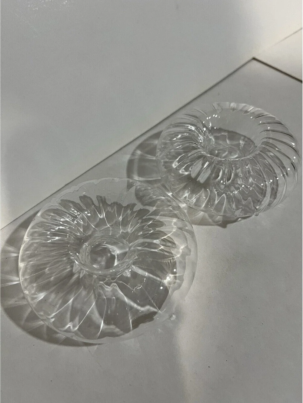 Vintage Crystal Chandelier Candle Holders Drip Cups Set of (2) Round